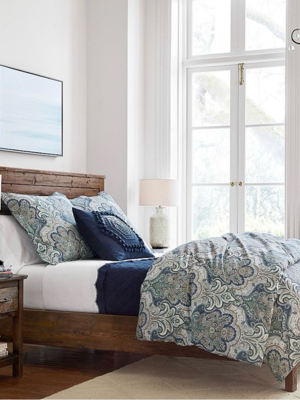 Pottery Barn Blue Green Medallion Duvet Cover King/Cal King and Queen Available